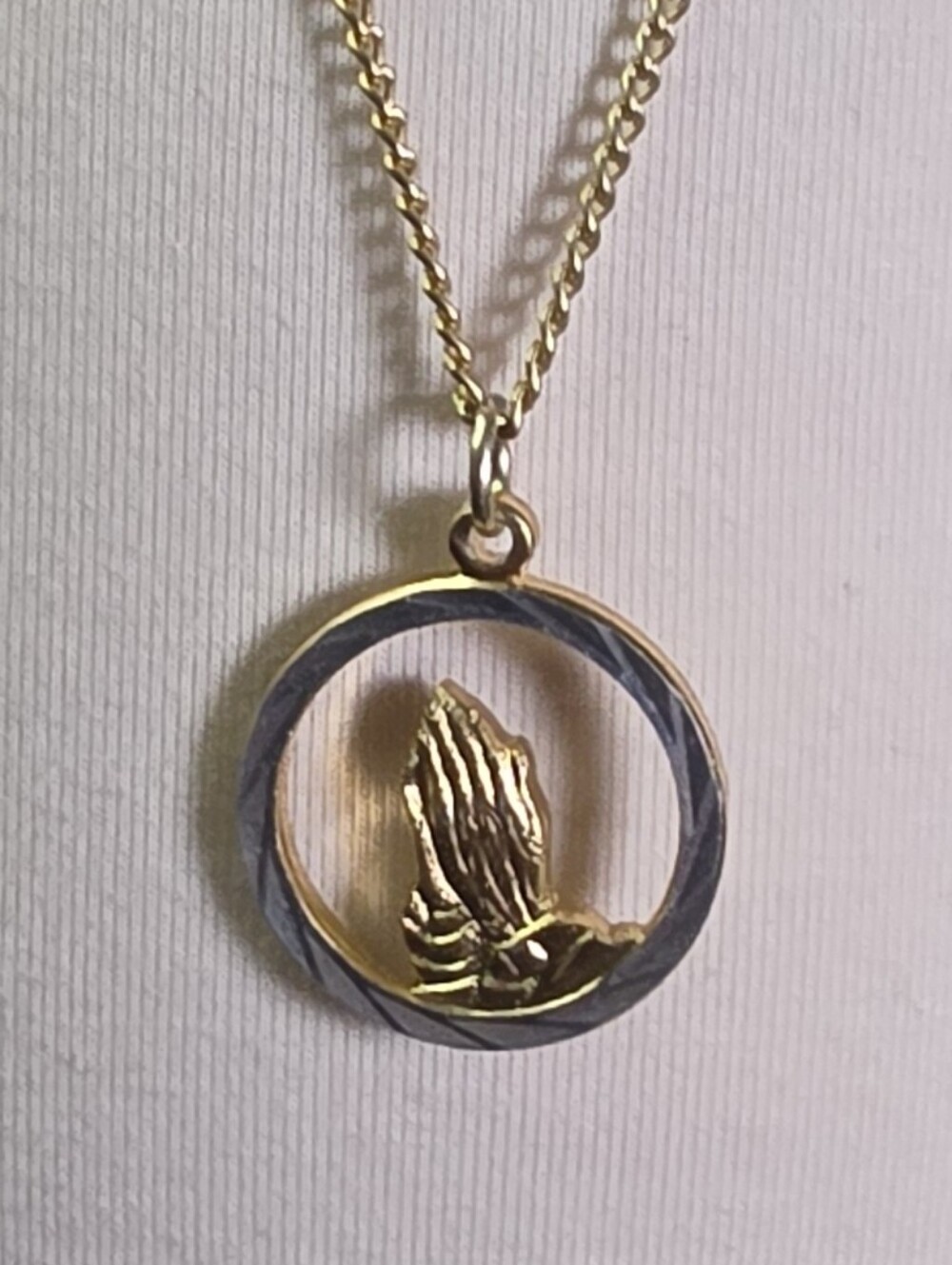 Gold-Tone Praying Hands Pendant Necklace - Women Jewelry